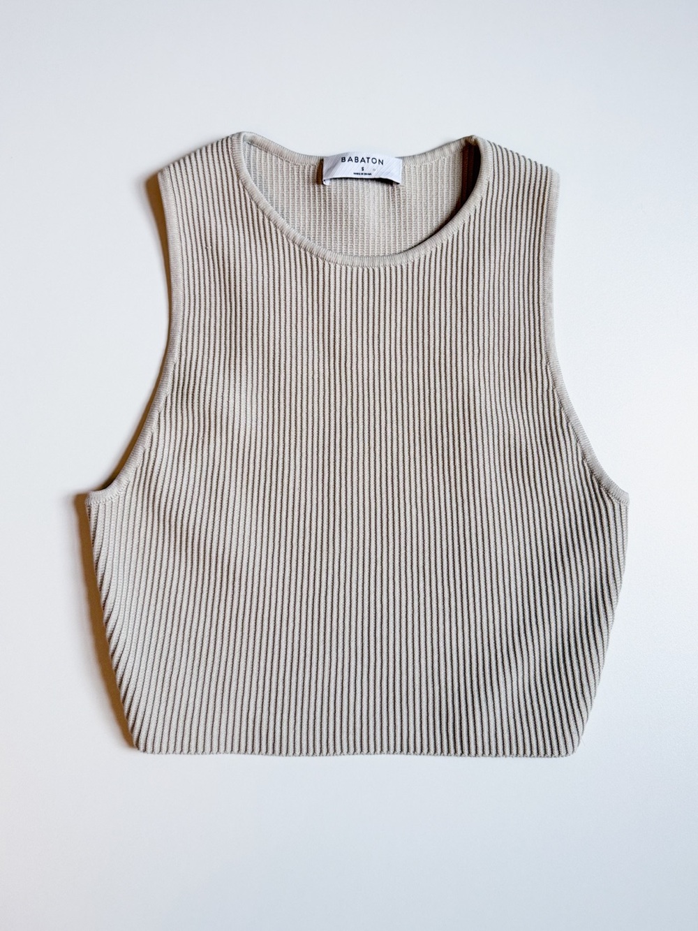 Babaton Neutral Ribbed Tank Top in Light Beige